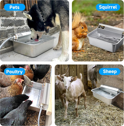 Automatic Water Dispenser for Dogs, 2 Gallon 304 Stainless Steel Large Dog Water Bowl Dispenser for Indoor/Outdoor, Pets & Livestock Self-Filling Waterer, Fits GHT 3/4" Faucet, Easy to Clean