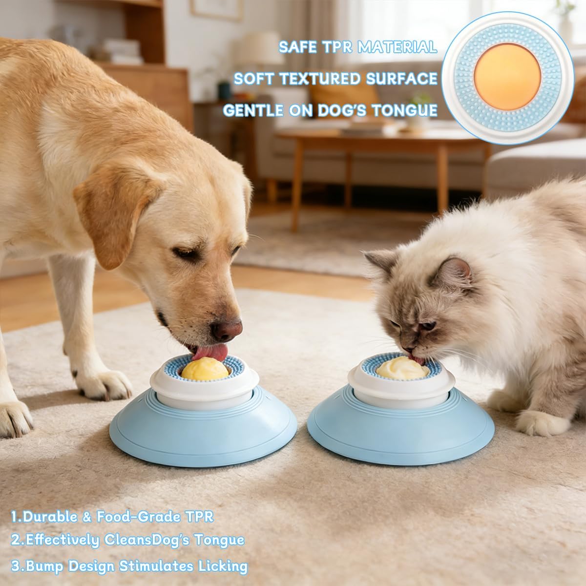 2026 New Dog Lick Sphere, Non-Slip Dogs Liquid Lickbowl, Anxieties Relief Slow Feeder Dog Lick Ball Treat Dispenser, Non-Slip Licking Bowl Enrichment Toys to Keep Them for All Dogs and Cat (Yellow)