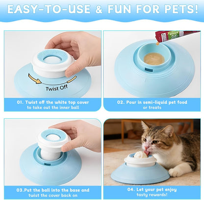 2026 New Dog Lick Sphere, Non-Slip Dogs Liquid Lickbowl, Anxieties Relief Slow Feeder Dog Lick Ball Treat Dispenser, Non-Slip Licking Bowl Enrichment Toys to Keep Them for All Dogs and Cat (Yellow)