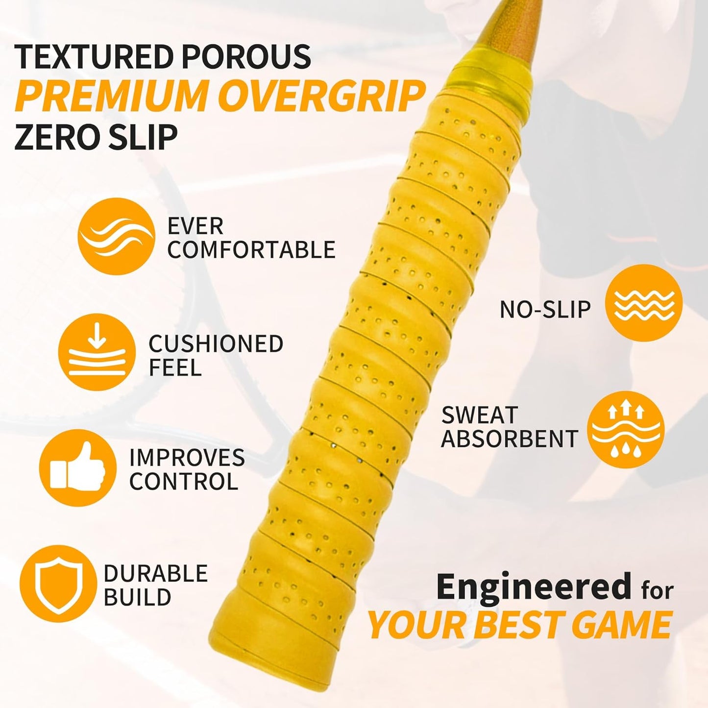 2 Pcs Tennis Racket Grip Tape, Badminton Grip Tape, Anti-Slip, Absorbent, Breathable Racket Overgrip Tape