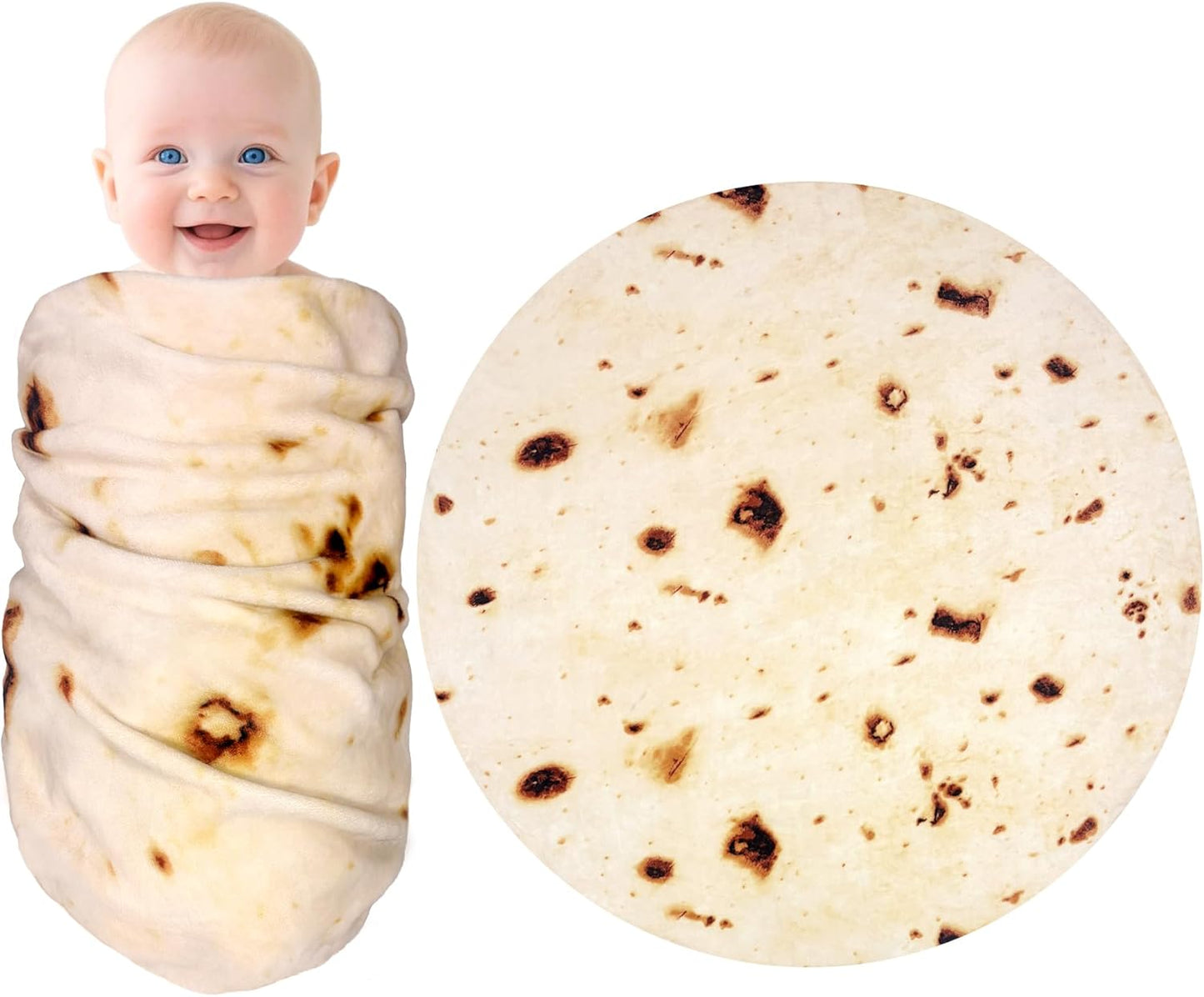 Burritos Tortilla Swaddle Blanket Baby for Toddler Newborn, 285 GSM Soft Flannel Taco Wrap Blanket Funny Gifts for Baby Shower Boys Girls, 36 inch