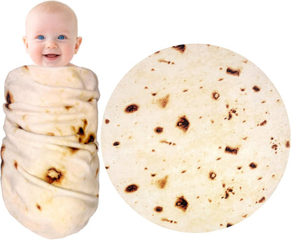 Burritos Tortilla Swaddle Blanket Baby for Toddler Newborn, 285 GSM Soft Flannel Taco Wrap Blanket Funny Gifts for Baby Shower Boys Girls, 36 inch