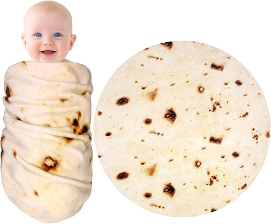 Burritos Tortilla Swaddle Blanket Baby for Toddler Newborn, 285 GSM Soft Flannel Taco Wrap Blanket Funny Gifts for Baby Shower Boys Girls, 36 inch