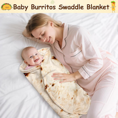 Burritos Tortilla Swaddle Blanket Baby for Toddler Newborn, 285 GSM Soft Flannel Taco Wrap Blanket Funny Gifts for Baby Shower Boys Girls, 36 inch