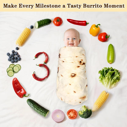 Burritos Tortilla Swaddle Blanket Baby for Toddler Newborn, 285 GSM Soft Flannel Taco Wrap Blanket Funny Gifts for Baby Shower Boys Girls, 36 inch