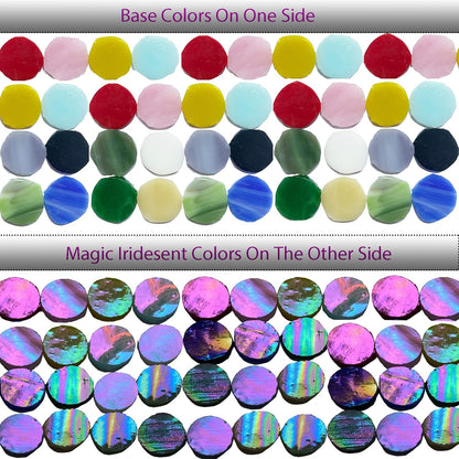 4/5" Magic Iridescent Round Circle Glass Mosaic Tiles for Crafts 125 Pieces, Stained Glass Supplies Mosaic Kit for Adults