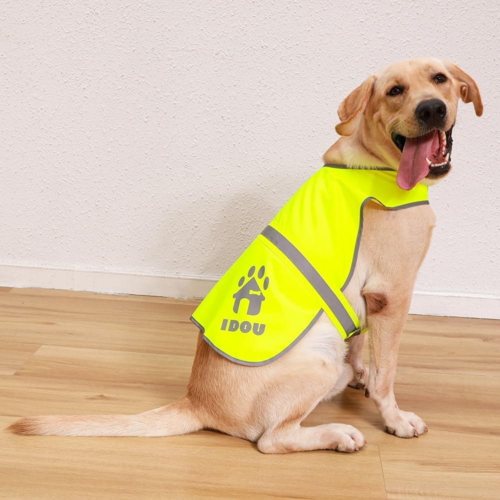 Yellow Oxford Reflective Dog Safety Vest for Walking, Jogging XL | Sturdy oxford reflective dog safety vest, adjustable hi vis gear for walking, jogging, training & casual outdoor hunting