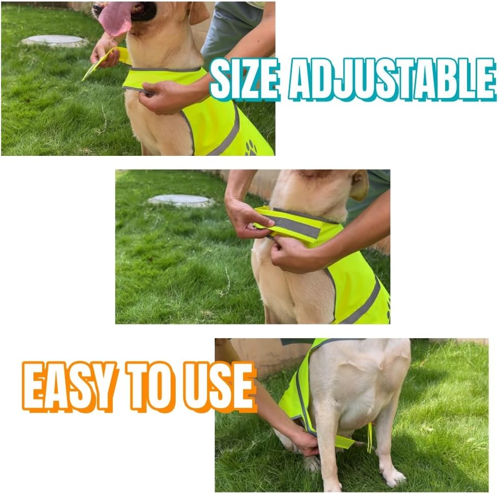 Yellow Oxford Reflective Dog Safety Vest for Walking, Jogging XL | Sturdy oxford reflective dog safety vest, adjustable hi vis gear for walking, jogging, training & casual outdoor hunting