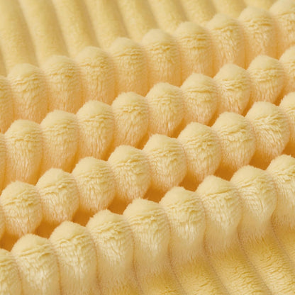 Light Yellow Fleece Throw Blanket, 300GSM Soft Warm Cozy Fluffy Throw for Babys & Pets, Stripe Pattern 50"x40", All Season Sofa Bed Blanket for Home Decor