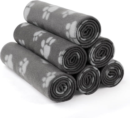 Fleece Dog Blankets 6-Pack, Soft Stretchy for Small Medium Puppy | Keeps pets warm and cozy; 6-pack set for small, medium large; for couch, bed, rescue, adoption