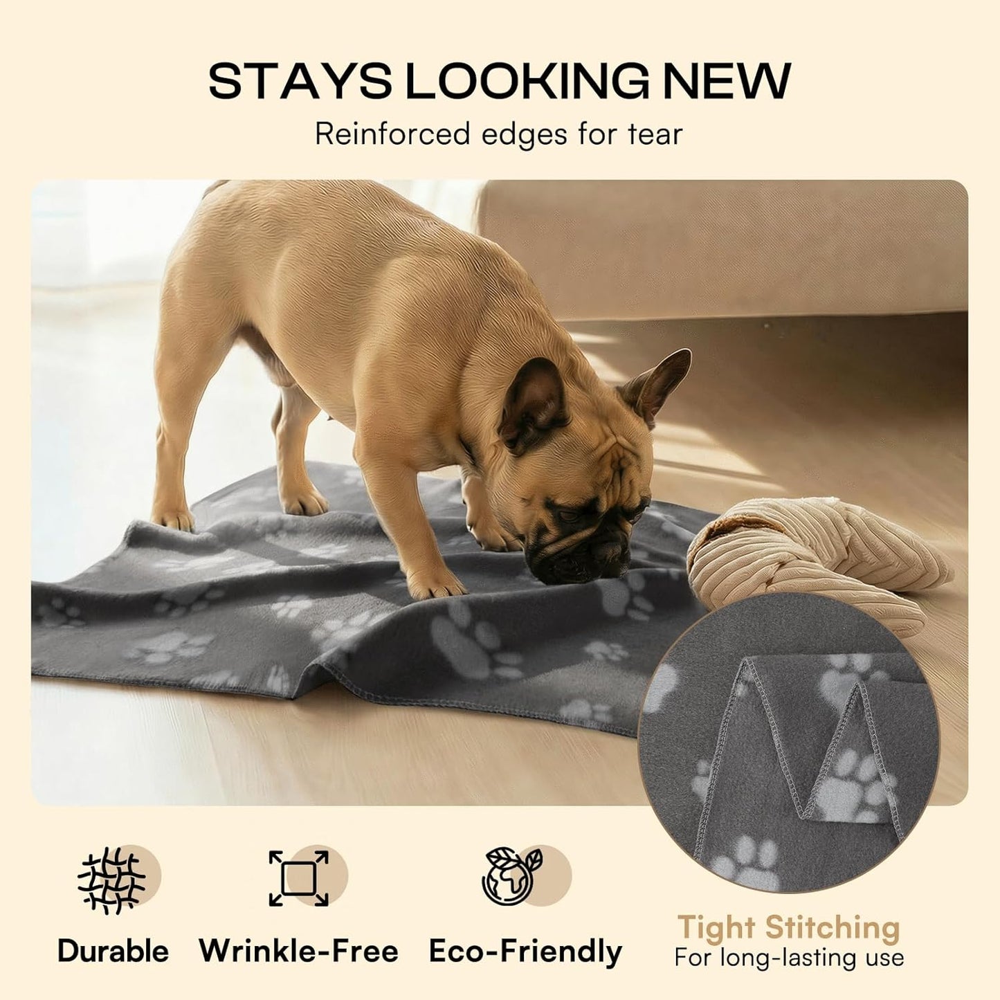 Fleece Dog Blankets 6-Pack, Soft Stretchy for Small Medium Puppy | Keeps pets warm and cozy; 6-pack set for small, medium large; for couch, bed, rescue, adoption