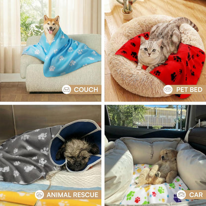 Fleece Dog Blankets 6-Pack, Soft Stretchy for Small Medium Puppy | Keeps pets warm and cozy; 6-pack set for small, medium large; for couch, bed, rescue, adoption