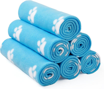Fleece Dog Blankets 6-Pack, Soft Stretchy for Small Medium Puppy | Keeps pets warm and cozy; 6-pack set for small, medium large; for couch, bed, rescue, adoption