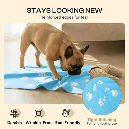 Fleece Dog Blankets 6-Pack, Soft Stretchy for Small Medium Puppy | Keeps pets warm and cozy; 6-pack set for small, medium large; for couch, bed, rescue, adoption