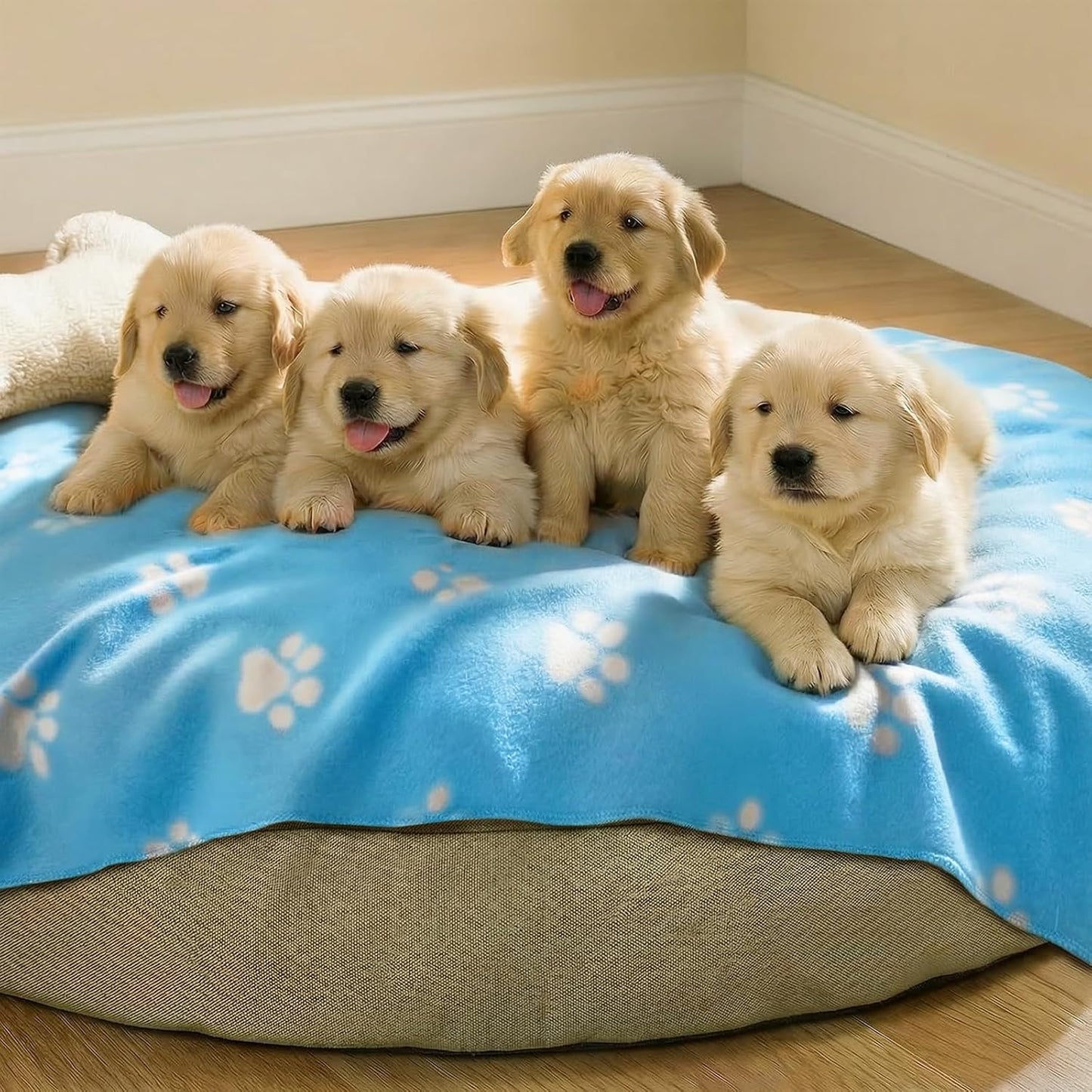 Fleece Dog Blankets 6-Pack, Soft Stretchy for Small Medium Puppy | Keeps pets warm and cozy; 6-pack set for small, medium large; for couch, bed, rescue, adoption