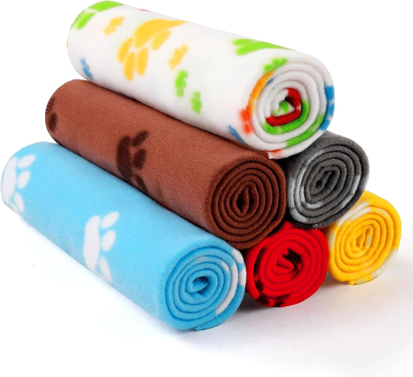 Fleece Dog Blankets 6-Pack, Soft Stretchy for Small Medium Puppy | Keeps pets warm and cozy; 6-pack set for small, medium large; for couch, bed, rescue, adoption