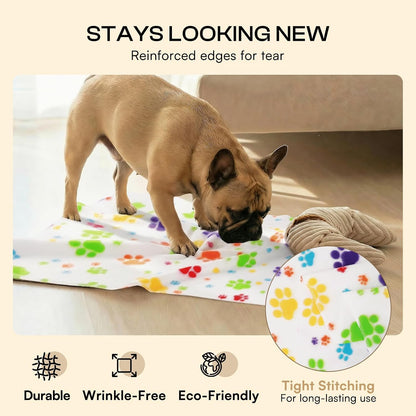 Fleece Dog Blankets 6-Pack, Soft Stretchy for Small Medium Puppy | Keeps pets warm and cozy; 6-pack set for small, medium large; for couch, bed, rescue, adoption