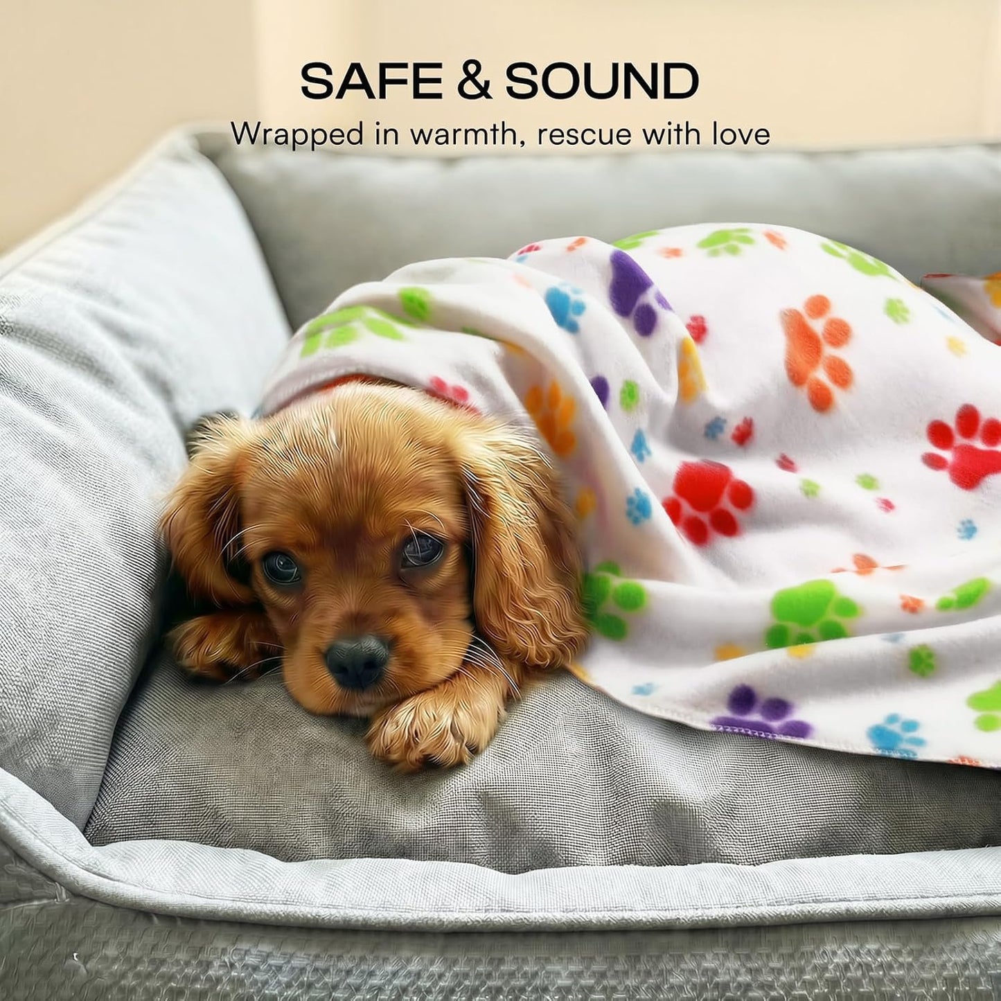 Fleece Dog Blankets 6-Pack, Soft Stretchy for Small Medium Puppy | Keeps pets warm and cozy; 6-pack set for small, medium large; for couch, bed, rescue, adoption