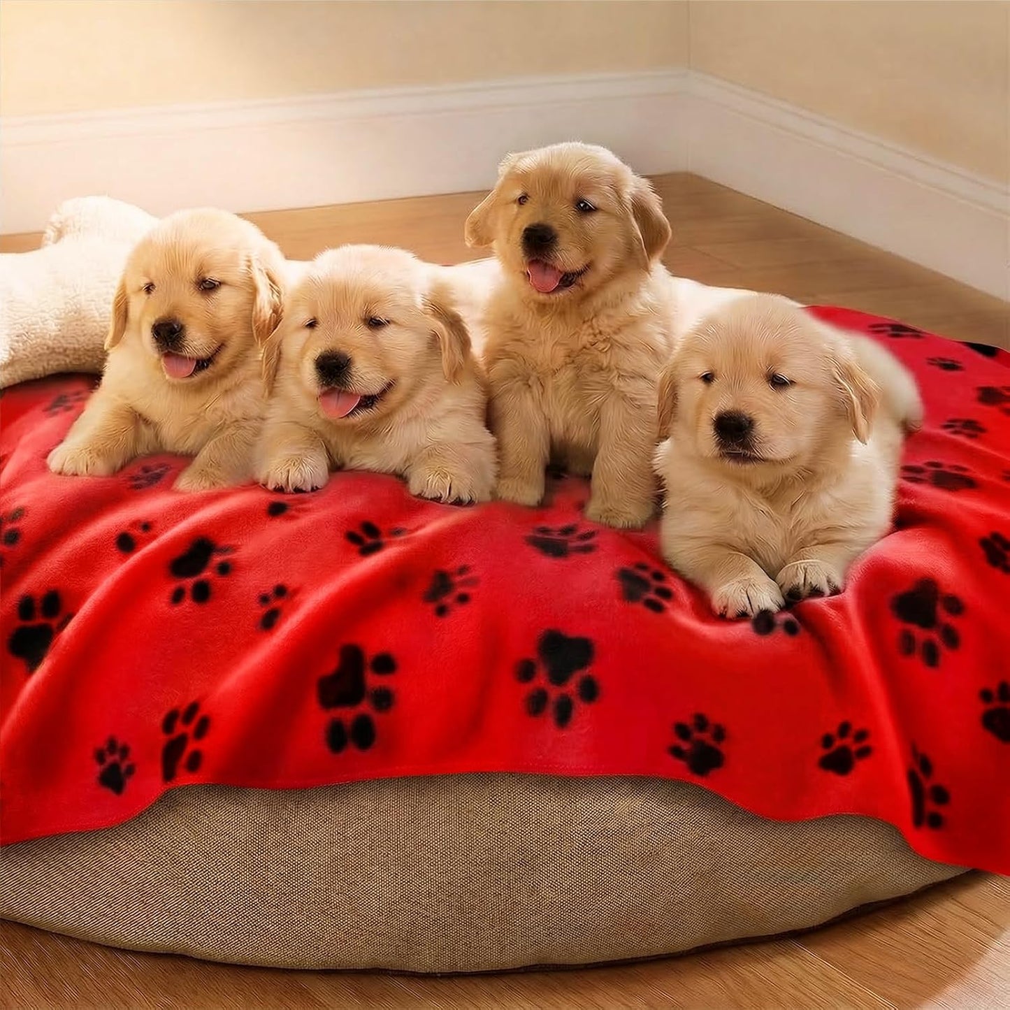 Fleece Dog Blankets 6-Pack, Soft Stretchy for Small Medium Puppy | Keeps pets warm and cozy; 6-pack set for small, medium large; for couch, bed, rescue, adoption