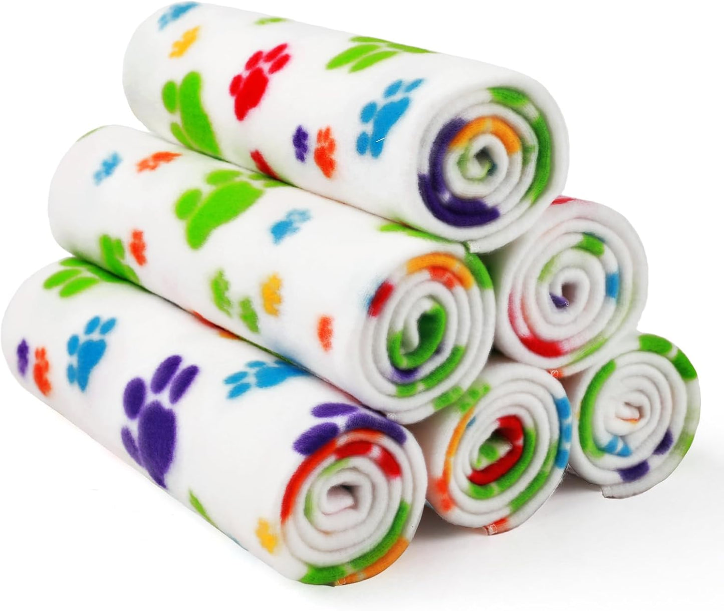 Fleece Dog Blankets 6-Pack, Soft Stretchy for Small Medium Puppy | Keeps pets warm and cozy; 6-pack set for small, medium large; for couch, bed, rescue, adoption