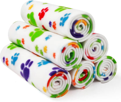 Fleece Dog Blankets 6-Pack, Soft Stretchy for Small Medium Puppy | Keeps pets warm and cozy; 6-pack set for small, medium large; for couch, bed, rescue, adoption