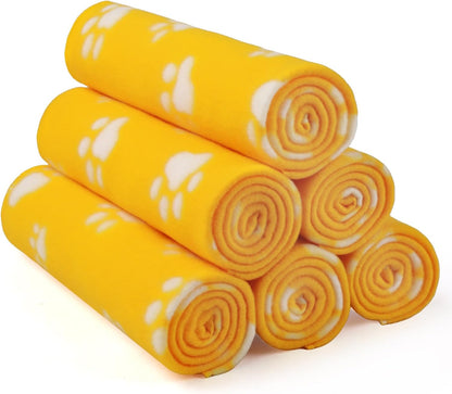 Fleece Dog Blankets 6-Pack, Soft Stretchy for Small Medium Puppy | Keeps pets warm and cozy; 6-pack set for small, medium large; for couch, bed, rescue, adoption