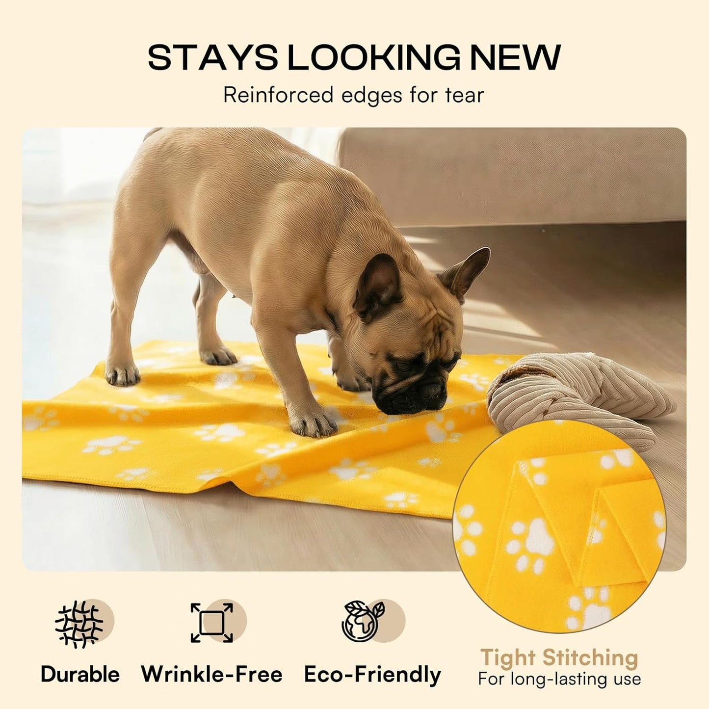 Fleece Dog Blankets 6-Pack, Soft Stretchy for Small Medium Puppy | Keeps pets warm and cozy; 6-pack set for small, medium large; for couch, bed, rescue, adoption