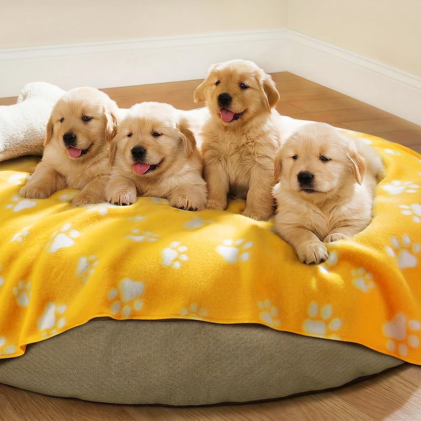 Fleece Dog Blankets 6-Pack, Soft Stretchy for Small Medium Puppy | Keeps pets warm and cozy; 6-pack set for small, medium large; for couch, bed, rescue, adoption