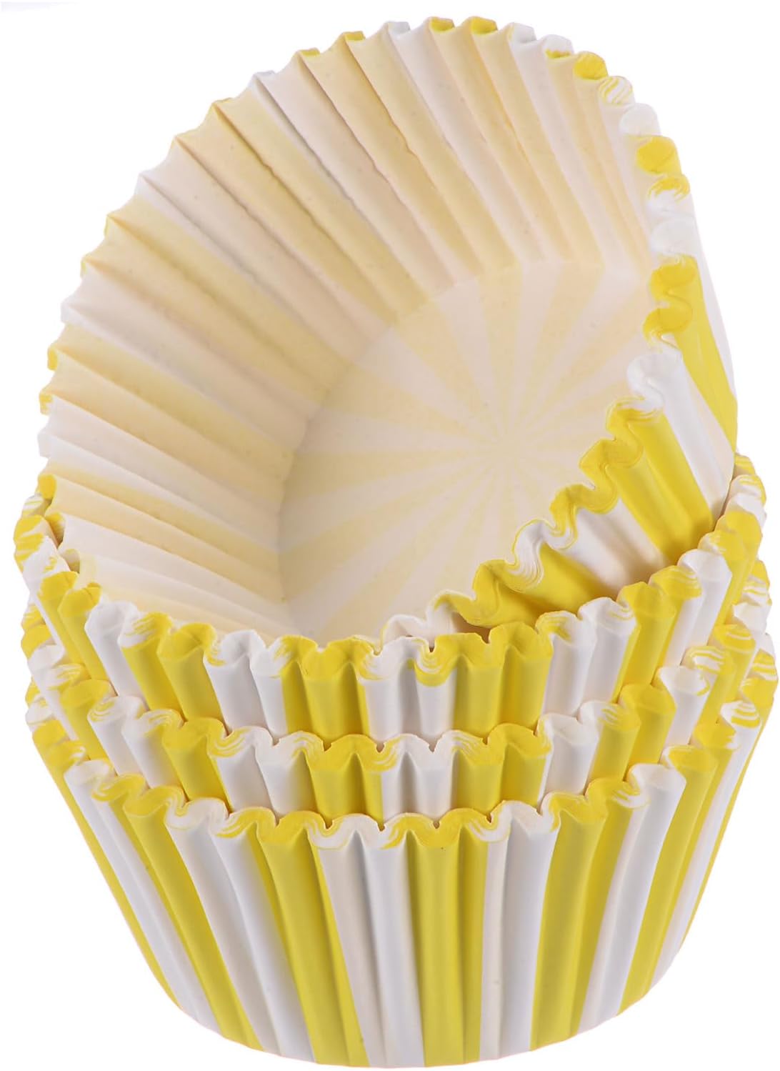 100 Count Cupcake Liners Yellow Stripe Cupcake Cups Standard Size Muffins Liners Papers Baking Cups Wrappers Greaseproof for Party Wedding Birthday