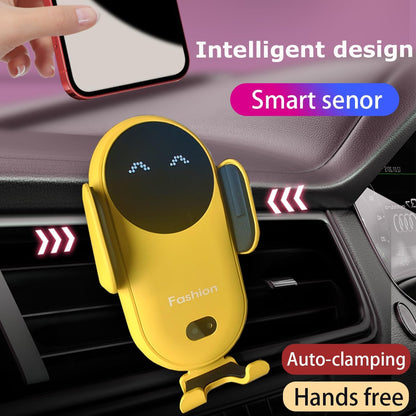 Wireless Car Charger Mount, Cute Car Phone Holder, Automatic Clamping Yellow