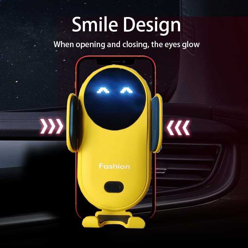 Wireless Car Charger Mount, Cute Car Phone Holder, Automatic Clamping Yellow