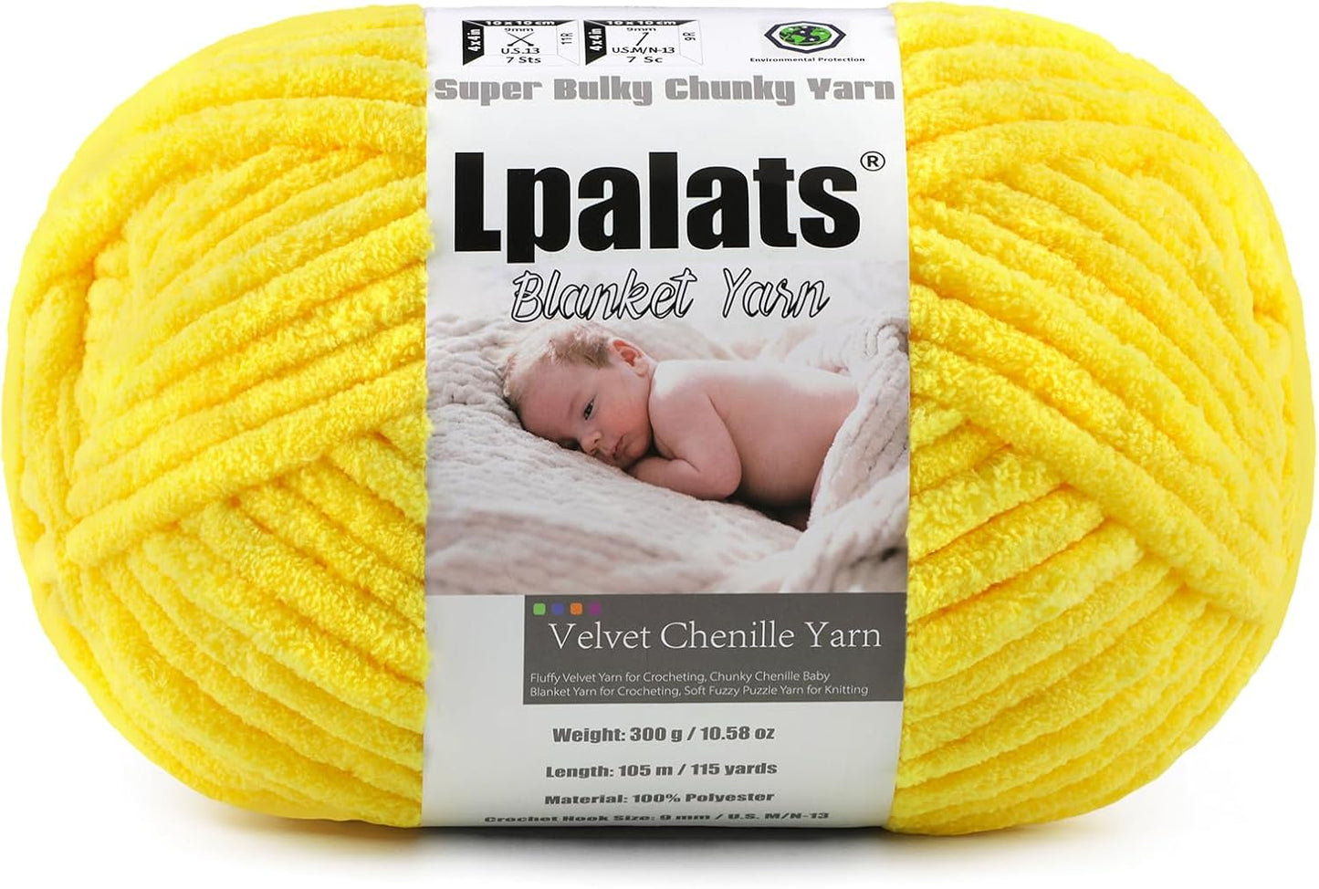 Baby Blanket Chenille Yarn for Crocheting, Yellow Super Bulky Chunky Yarn | 1 Pack of 114.8 Yds/10.58 Oz Plush Fluffy Velvet Yarn for Crochet, Soft Thick Yarn for Hand Knitting Cozy Blankets, Amigurumi