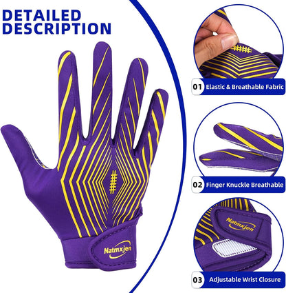 Youth Football Gloves Kids Sticky Receiver Gloves Grip Football Glove for Boys and Girls