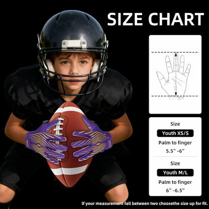 Youth Football Gloves Kids Sticky Receiver Gloves Grip Football Glove for Boys and Girls