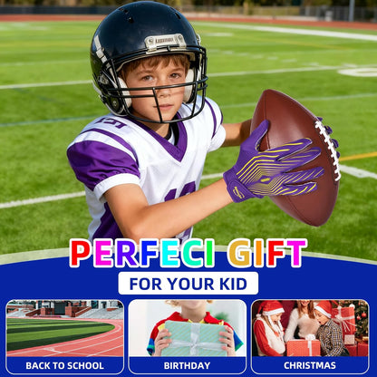Youth Football Gloves Kids Sticky Receiver Gloves Grip Football Glove for Boys and Girls