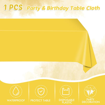 49Pcs Yellow Birthday Party Decorations Yellow Party Supplies Set Include 24 Plates 24 Napkins and 1 Tablecloth, Disposable Yellow Tableware for Birthday Wedding Graduation Baby Showers Party