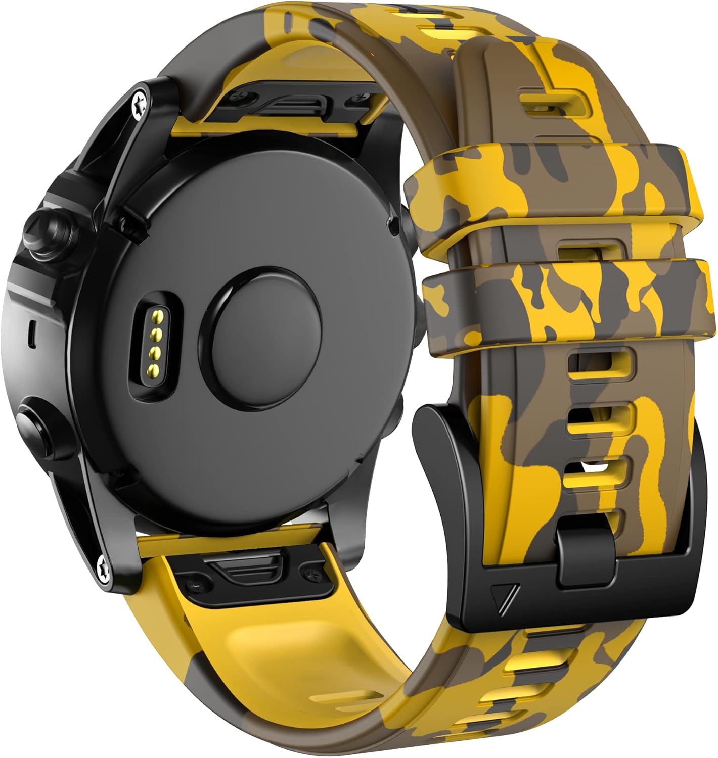 Compatible with Fenix 7X Bands,26mm Silicone Watchbands Replacement for Fenix 5X/Fenix 5X Plus/Fenix 6X/Fenix 6X Pro/Tactix Delta/Descent Mk2i Smartwatches(Camouflage Yellow)