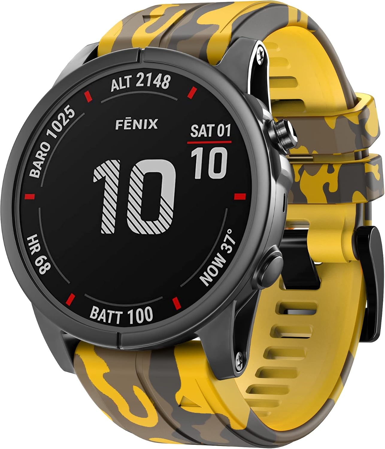 Compatible with Fenix 7X Bands,26mm Silicone Watchbands Replacement for Fenix 5X/Fenix 5X Plus/Fenix 6X/Fenix 6X Pro/Tactix Delta/Descent Mk2i Smartwatches(Camouflage Yellow)