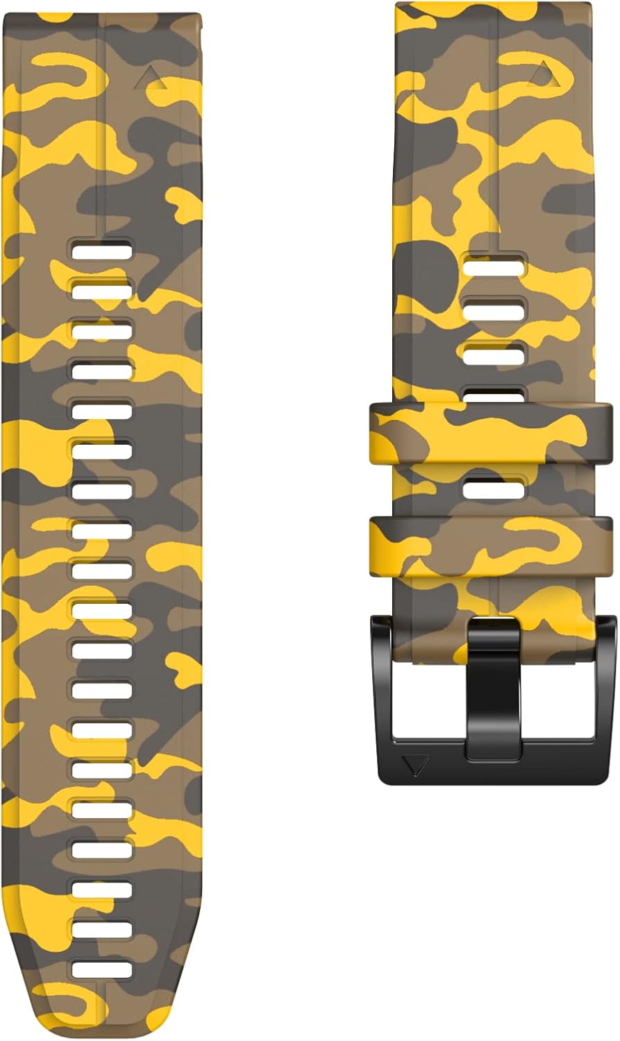 Compatible with Fenix 7X Bands,26mm Silicone Watchbands Replacement for Fenix 5X/Fenix 5X Plus/Fenix 6X/Fenix 6X Pro/Tactix Delta/Descent Mk2i Smartwatches(Camouflage Yellow)