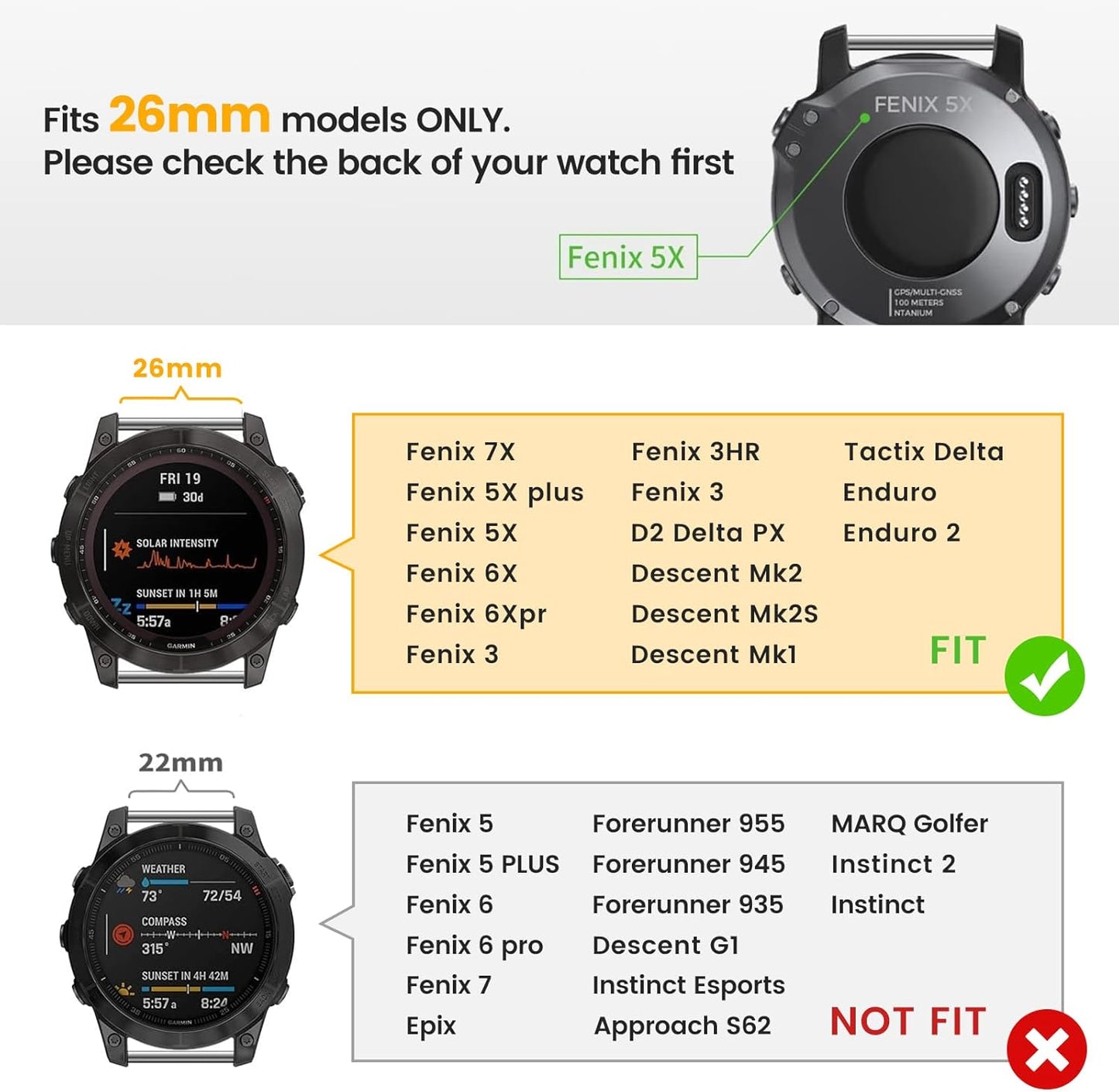 Compatible with Fenix 7X Bands,26mm Silicone Watchbands Replacement for Fenix 5X/Fenix 5X Plus/Fenix 6X/Fenix 6X Pro/Tactix Delta/Descent Mk2i Smartwatches(Camouflage Yellow)