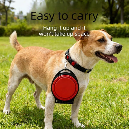 2-in-1 Collapsible Dog Bowls-Foldable Pet Food & Water Bowl，Silicone Feeding Dish for Traveling,Camping,Walking,Hiking (Yellow)