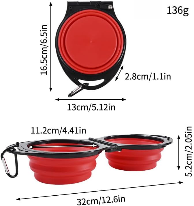 2-in-1 Collapsible Dog Bowls-Foldable Pet Food & Water Bowl，Silicone Feeding Dish for Traveling,Camping,Walking,Hiking (Yellow)