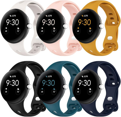 Slim Bands Compatible with Google Pixel Watch 4 3 (41mm)/Pixel Watch 2 1, Adjustable Breathable Soft Silicone Sport Replacement Watch Band Straps Wristbands Bracelet for Google Pixel Watch