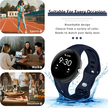 Slim Bands Compatible with Google Pixel Watch 4 3 (41mm)/Pixel Watch 2 1, Adjustable Breathable Soft Silicone Sport Replacement Watch Band Straps Wristbands Bracelet for Google Pixel Watch