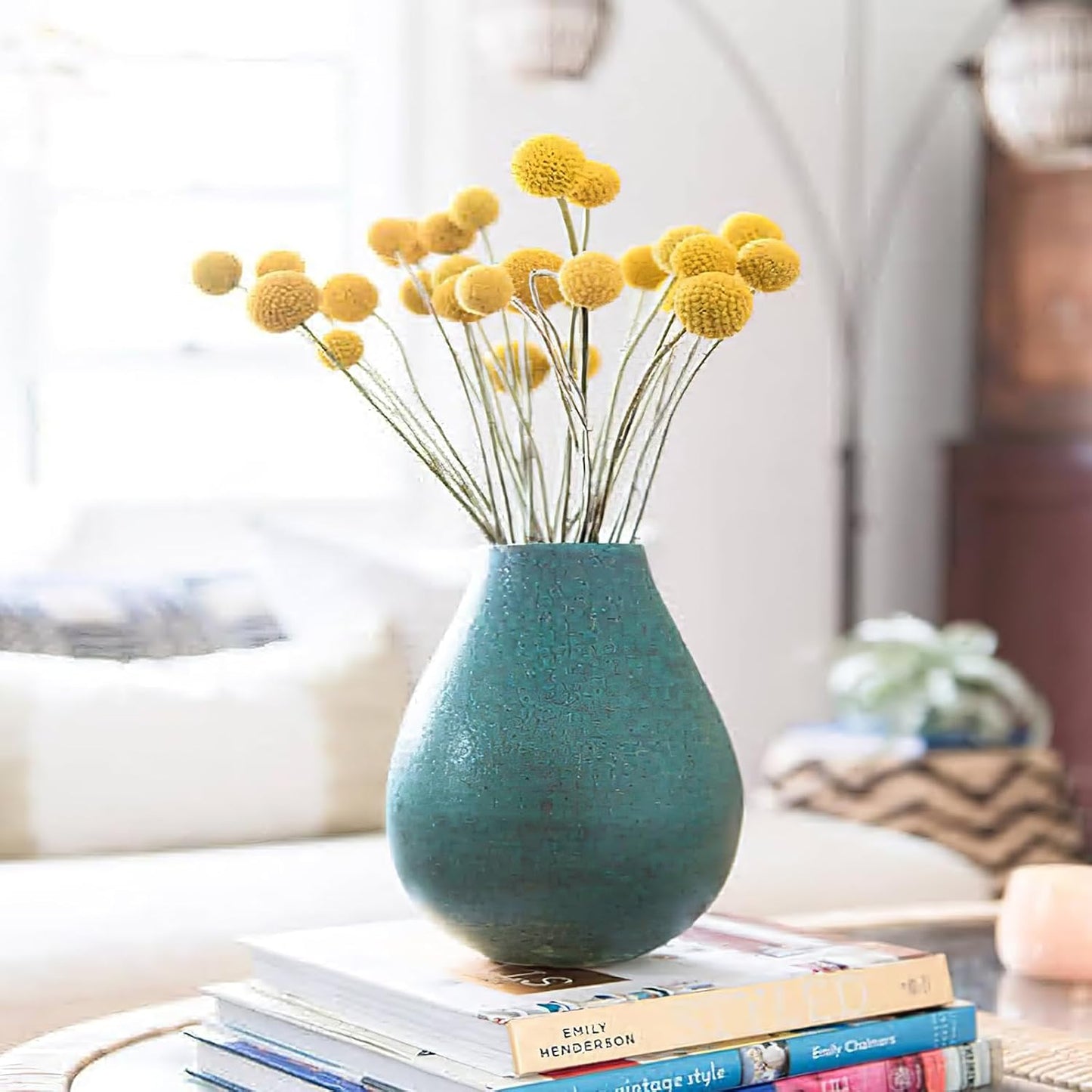 20 Pcs Natural Dried Flowers Craspedia Billy Balls Flowers Billy Buttons Balls Dried Floral Bouquet for Flower Arrangements Wedding Home Tall Vase Crafts Decor Yellow