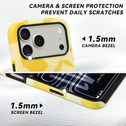 for iPhone 17 Pro Case - Wireless Charging for MagSafe, Outer Hard PC Shell + Inner Soft TPU Shell 2-Layer Protective Shockproof Cover, Lemon Pattern,Women’s Friendly‌