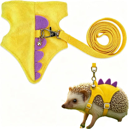 Hedgehog Small Pet Harness with Leash & Safety Bell, Adjustable Soft Escape Proof Vest Harness for Hedgehog, Baby Rabbit, Teacup Chihuahua and Tiny Animals -Yellow