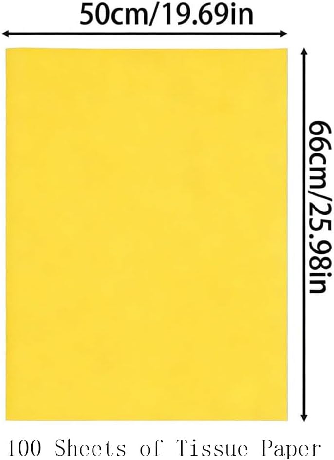 Yellow Large Tissue Paper Bulk for Gift Bags, 100 Sheets, 20x26 Inches, Gift Wrapping Packaging Floral Filler for Birthday Wedding Crafts (Yellow)