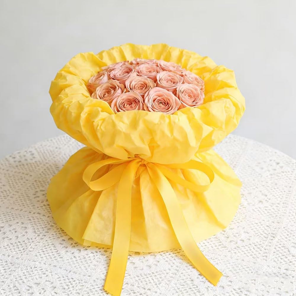 Yellow Large Tissue Paper Bulk for Gift Bags, 100 Sheets, 20x26 Inches, Gift Wrapping Packaging Floral Filler for Birthday Wedding Crafts (Yellow)