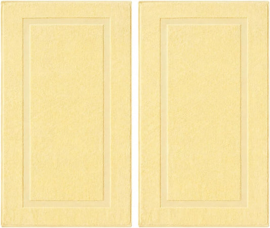 100% Turkish Cotton Bath Mat Set 2-Piece - 20x34 inch, Hotel & Spa Collection, Soft, Absorbent, Long Lasting, Durable Bathroom Rugs | Made in Turkey (Yellow, 2 Bath Mats)